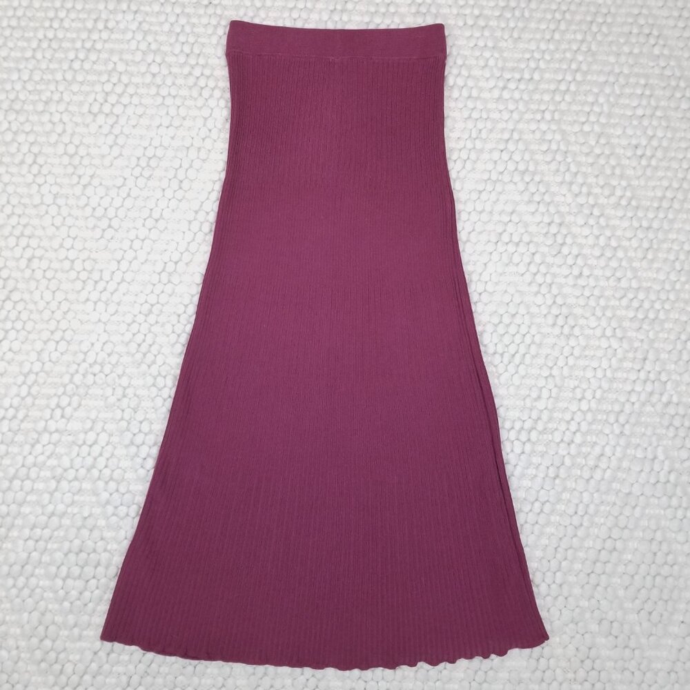 Free People Shine Bright Knit Maxi Skirt Burgundy Purple Sz Small - Picture 6 of 10